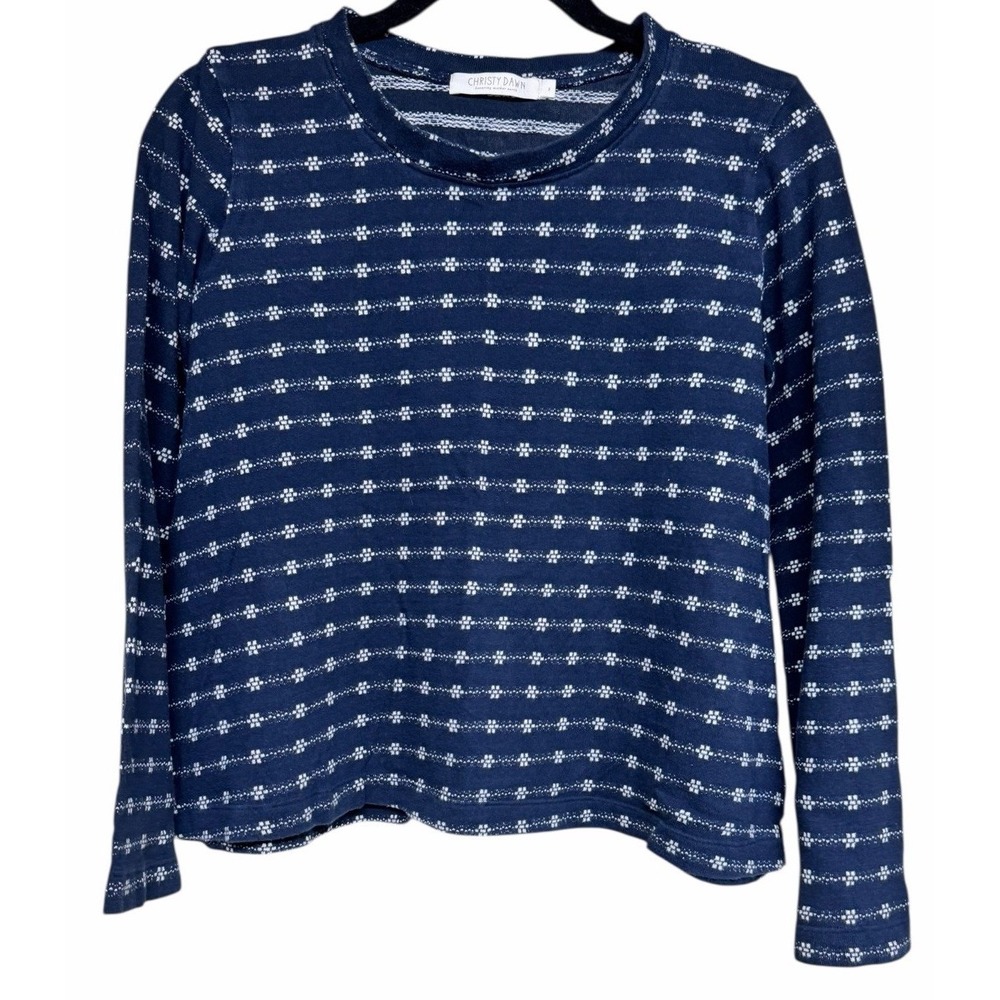 Christy Dawn Bell Long Sleeve Tee Shirt Navy Blue Women's Size Small